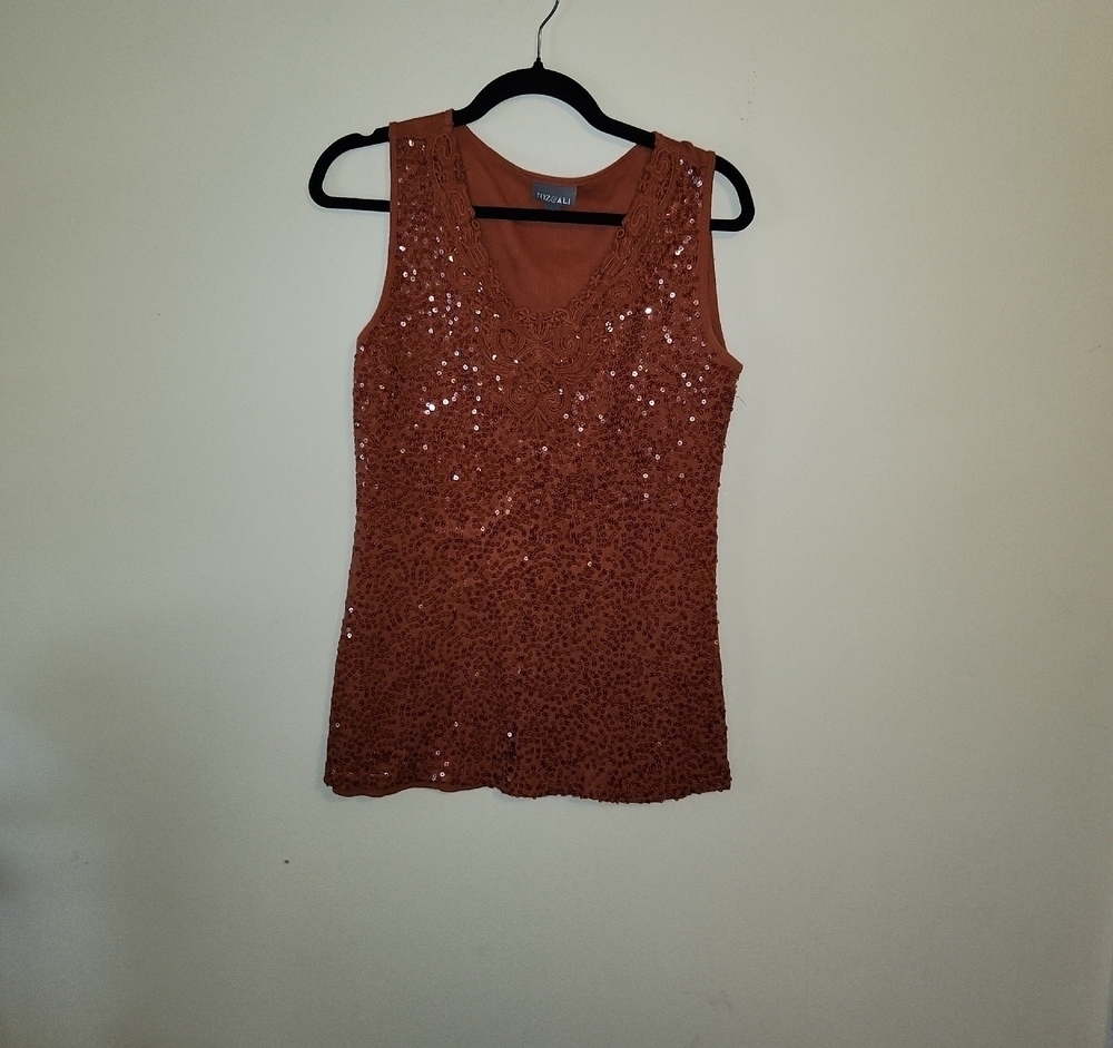 Roz & Ali Copper Sequin Tank Top